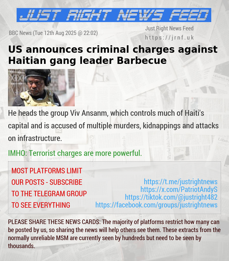 US announces criminal charges against Haitian gang leader Barbecue