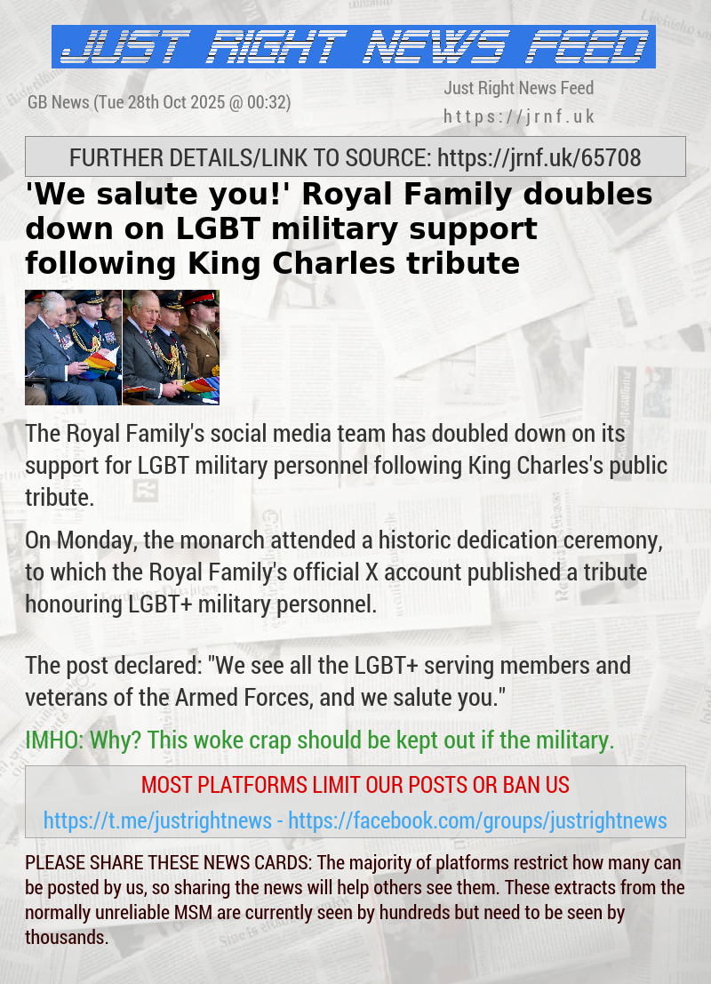 ’We salute you!’ Royal Family doubles down on LGBT military support following King Charles tribute