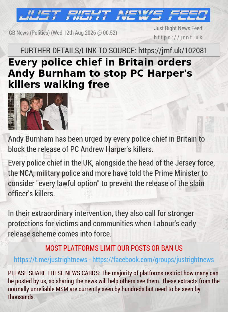Every police chief in Britain orders Andy Burnham to stop PC Harper’s killers walking free