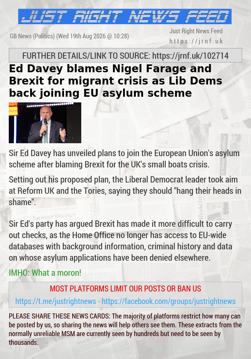 Ed Davey blames Nigel Farage and Brexit for migrant crisis as Lib Dems back joining EU asylum scheme