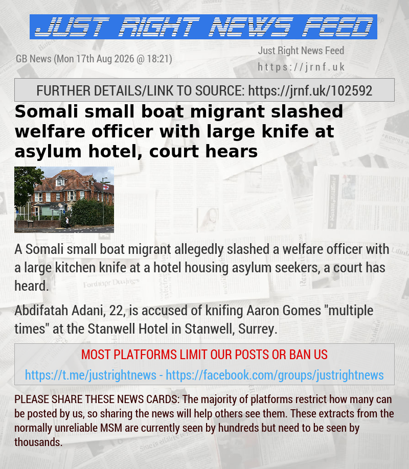 Somali small boat migrant slashed welfare officer with large knife at asylum hotel, court hears