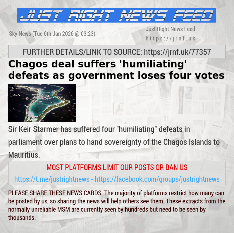 Chagos deal suffers ’humiliating’ defeats as government loses four votes