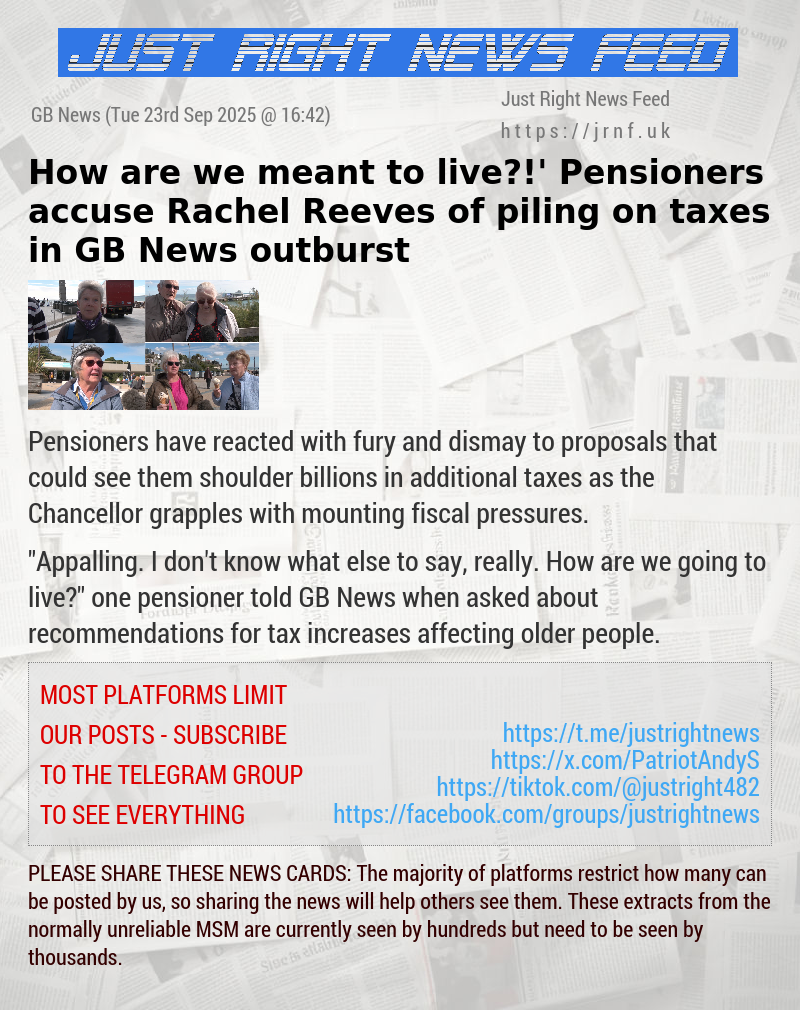 ‘How are we meant to live?!’ Pensioners accuse Rachel Reeves of piling on taxes in GB News outburst