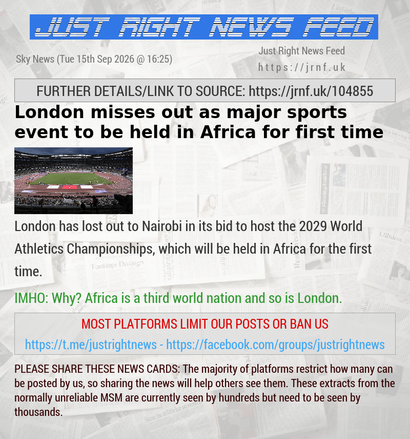 London misses out as major sports event to be held in Africa for first time