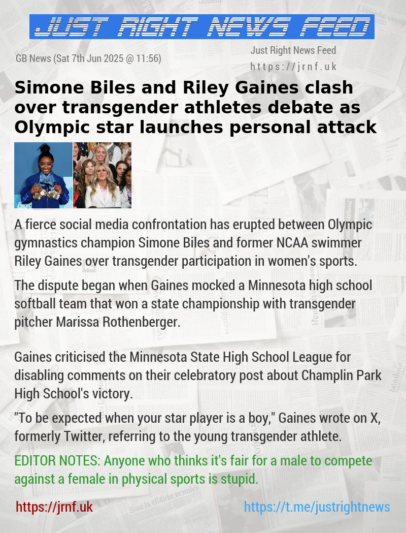 Simone Biles and Riley Gaines clash over transgender athletes debate as Olympic star launches personal attack