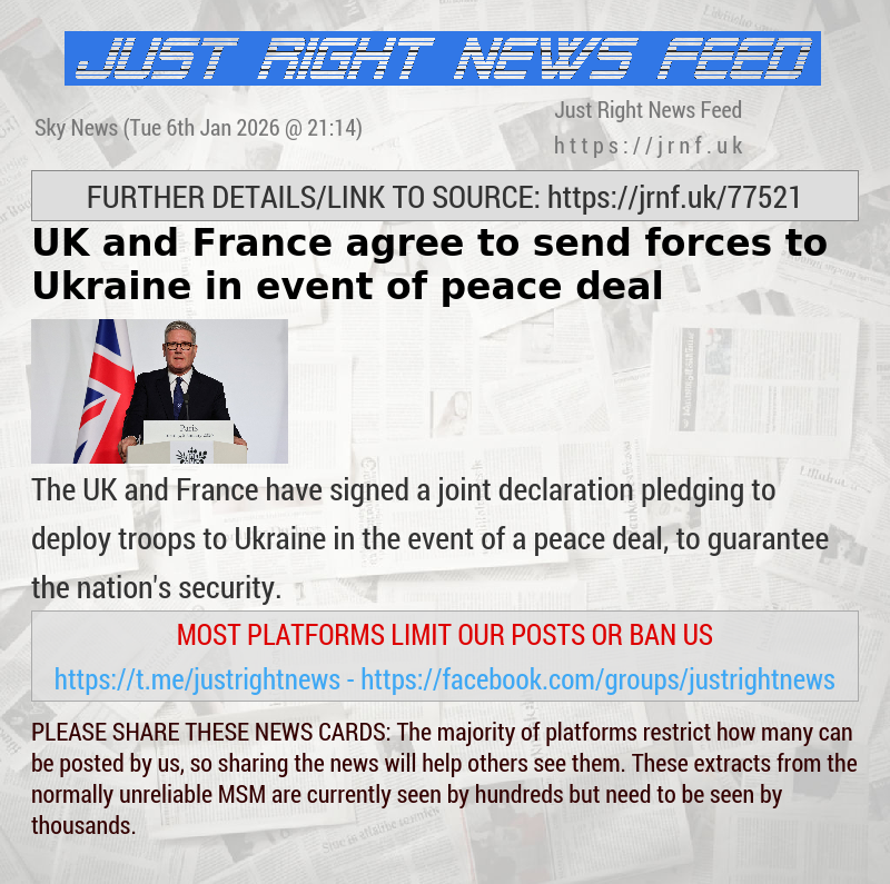 UK and France agree to send forces to Ukraine in event of peace deal