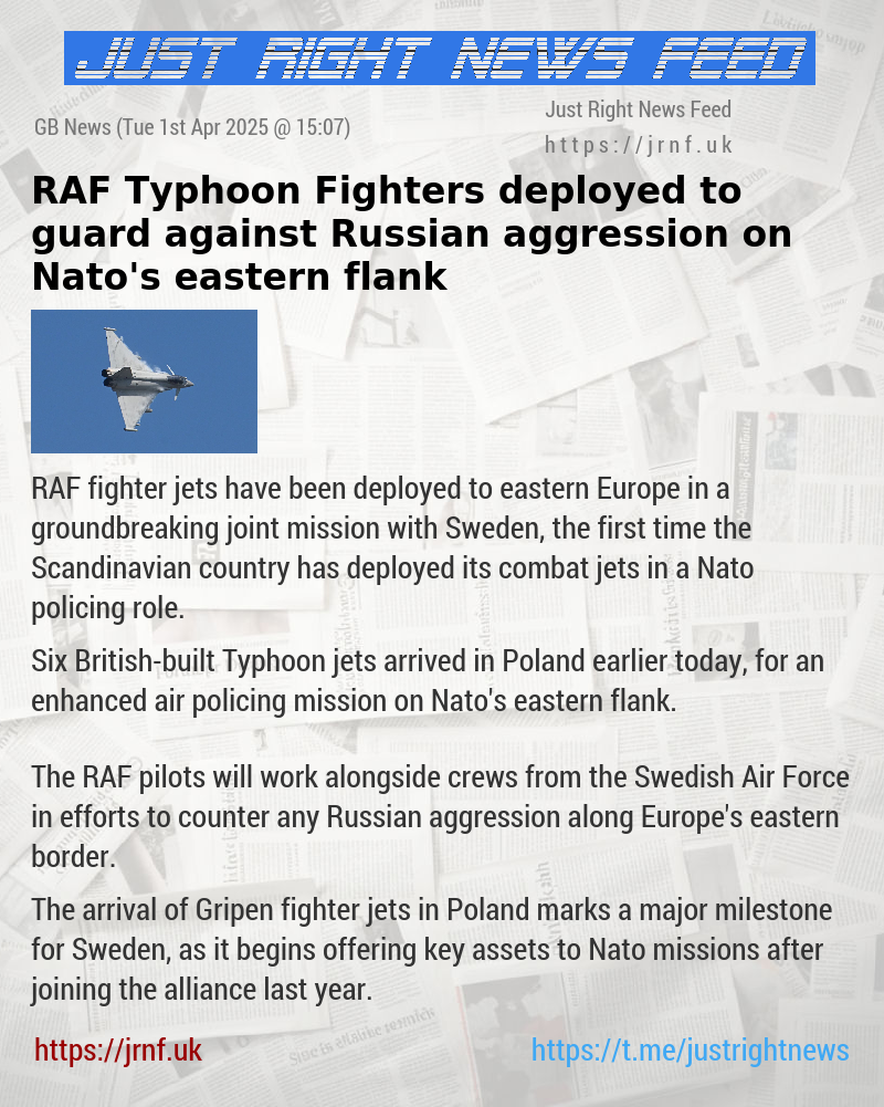 RAF Typhoon Fighters deployed to guard against Russian aggression on Nato’s eastern flank
