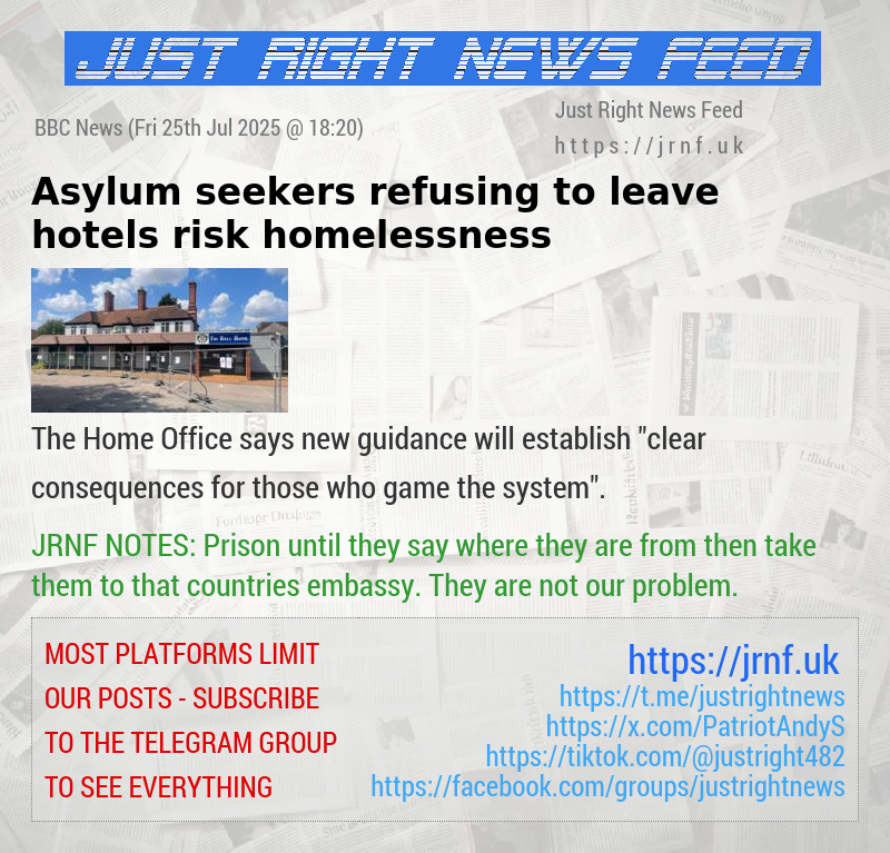 Asylum seekers refusing to leave hotels risk homelessness