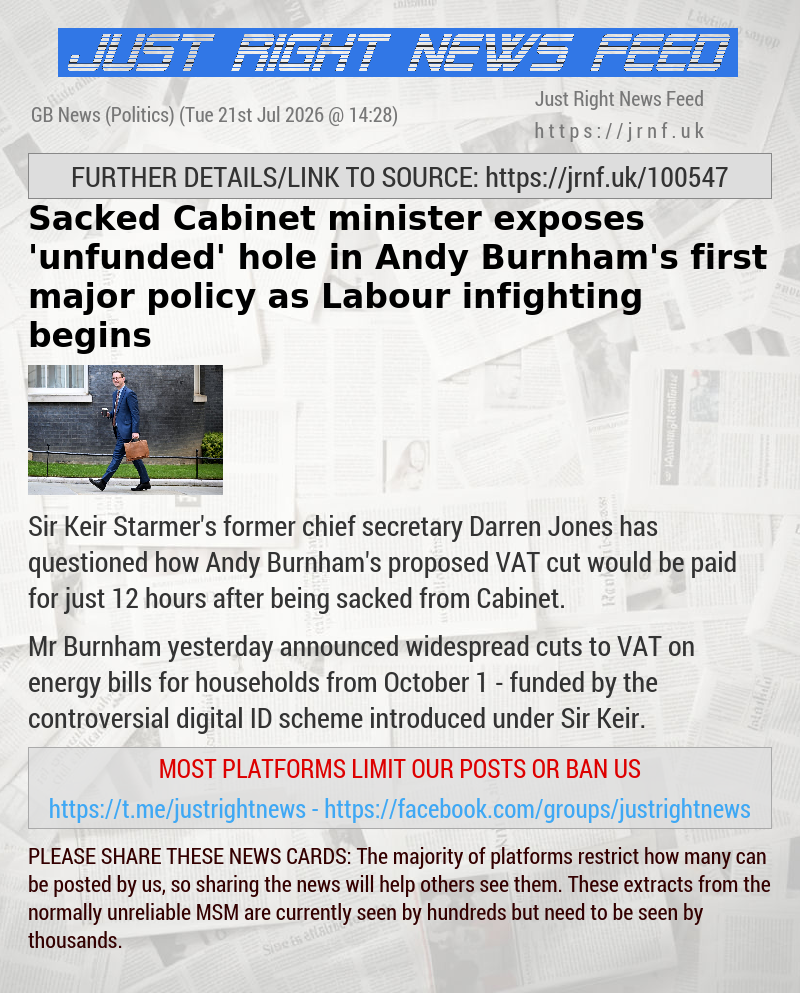 Sacked Cabinet minister exposes ’unfunded’ hole in Andy Burnham’s first major policy as Labour infighting begins