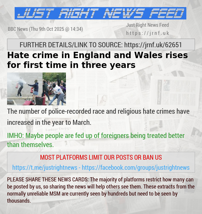 Hate crime in England and Wales rises for first time in three years