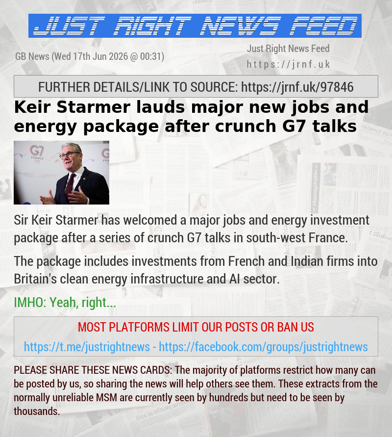 Keir Starmer lauds major new jobs and energy package after crunch G7 talks