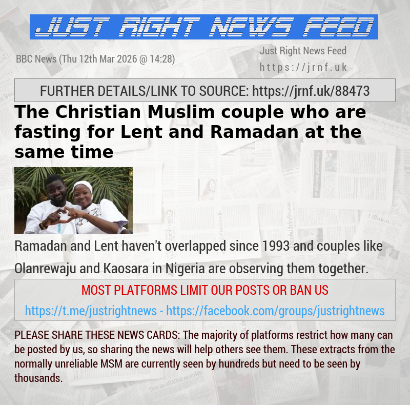 The Christian—Muslim couple who are fasting for Lent and Ramadan at the same time