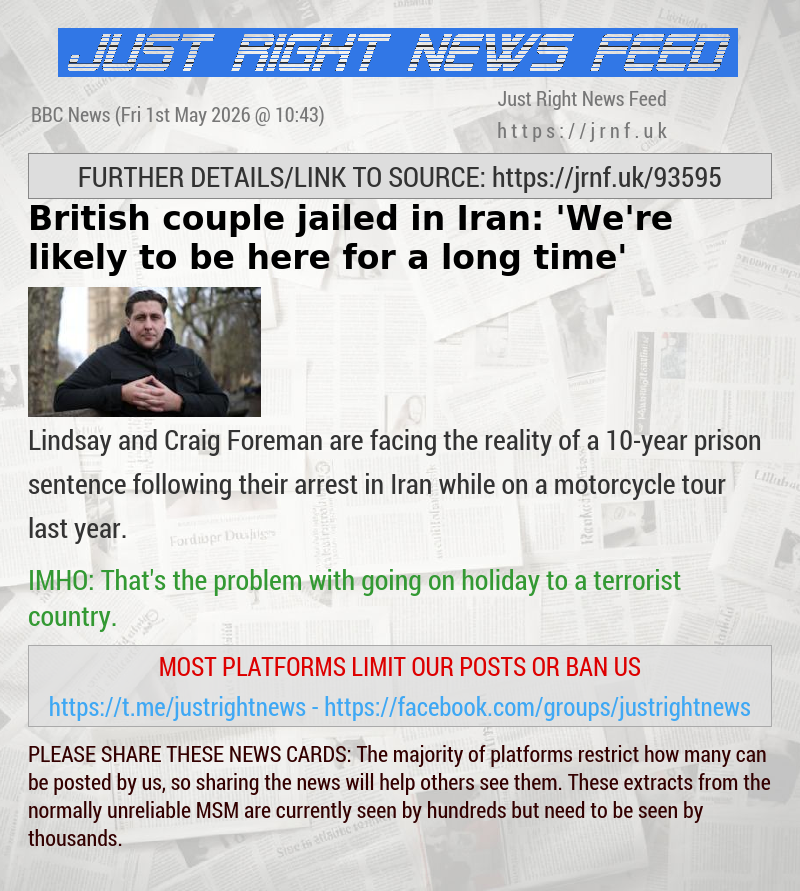 British couple jailed in Iran: ’We’re likely to be here for a long time’