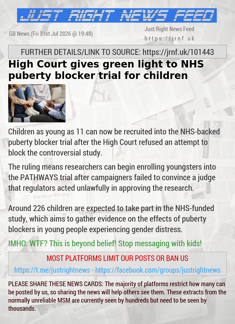 High Court gives green light to NHS puberty blocker trial for children