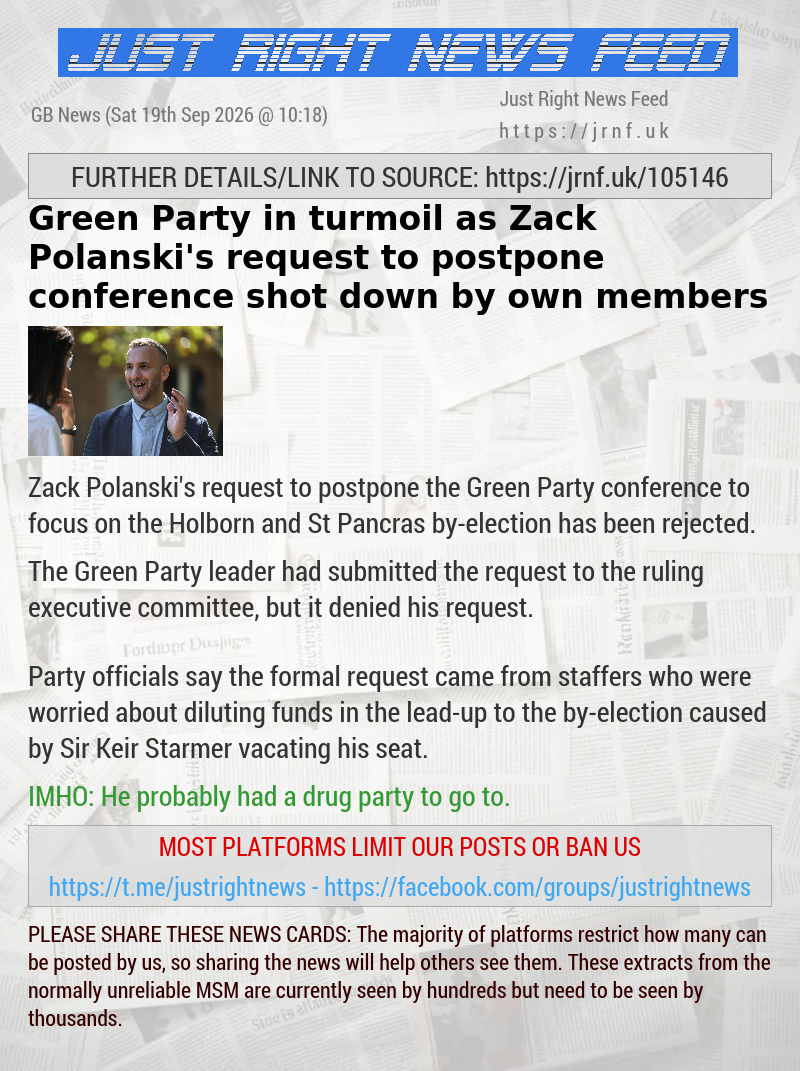 Green Party in turmoil as Zack Polanski’s request to postpone conference shot down by own members