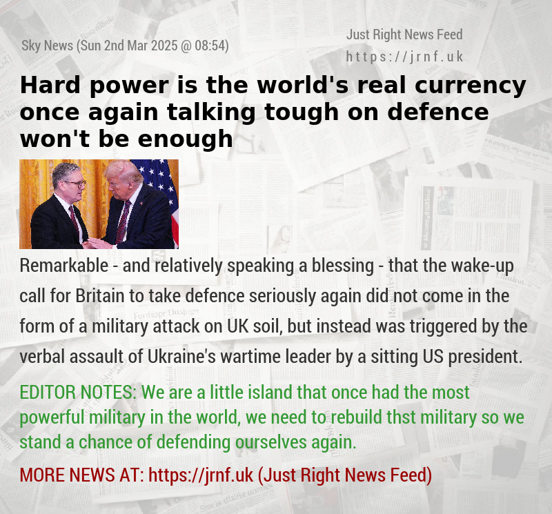 Hard power is the world’s real currency once again — talking tough on defence won’t be enough