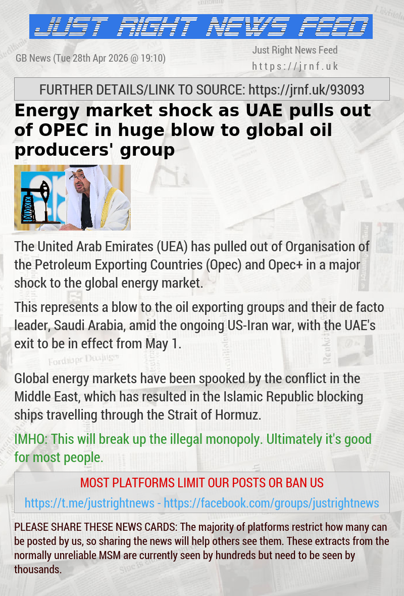 Energy market shock as UAE pulls out of OPEC in huge blow to global oil producers’ group