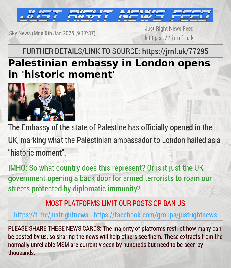 Palestinian embassy in London opens in ’historic moment’ 