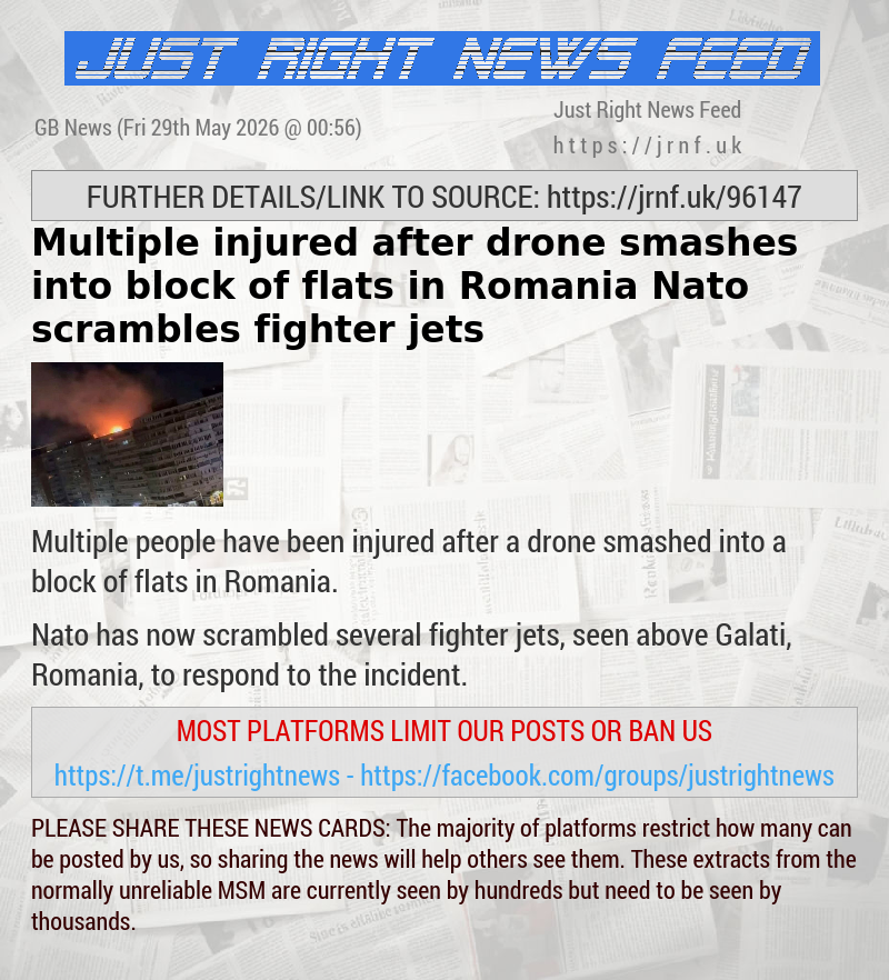 Multiple injured after drone smashes into block of flats in Romania — Nato scrambles fighter jets