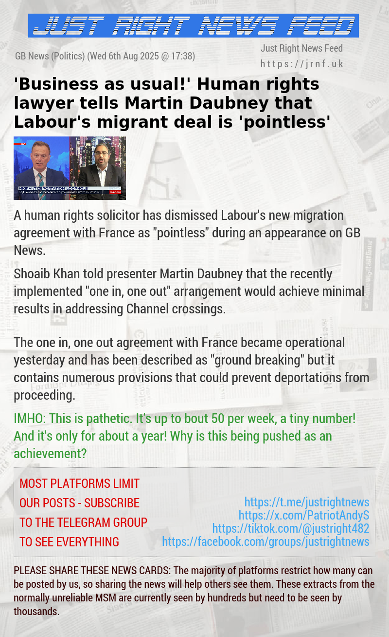 ’Business as usual!’ Human rights lawyer tells Martin Daubney that Labour’s migrant deal is ’pointless’