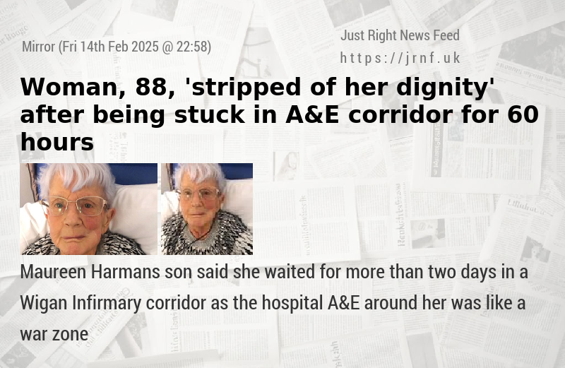 Woman, 88, ’stripped of her dignity’ after being stuck in A&E corridor for 60 hours