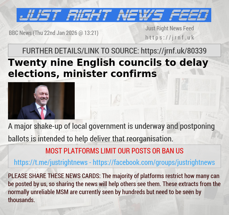 Twenty—nine English councils to delay elections, minister confirms