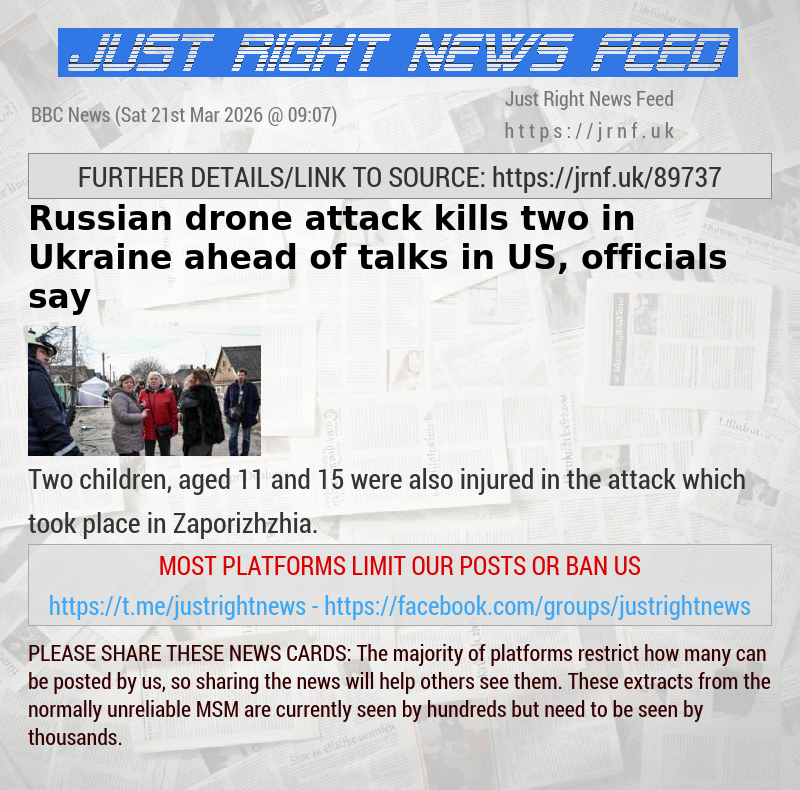 Russian drone attack kills two in Ukraine ahead of talks in US, officials say