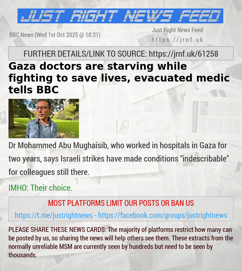 Gaza doctors are starving while fighting to save lives, evacuated medic tells BBC