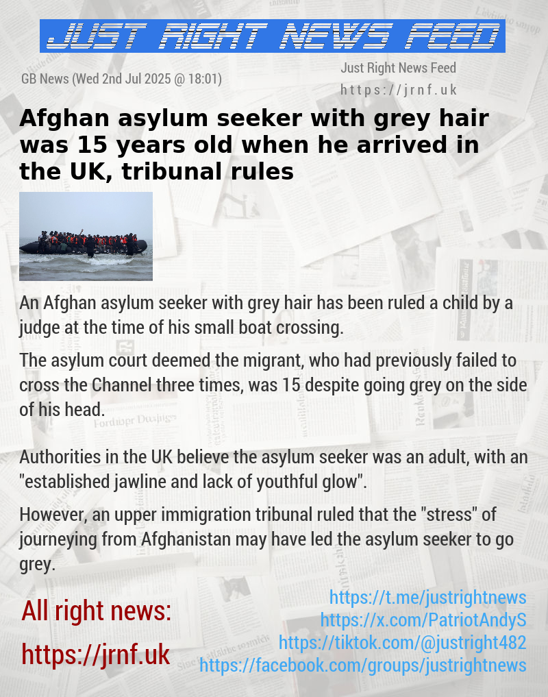 Afghan asylum seeker with grey hair was 15—years—old when he arrived in the UK, tribunal rules