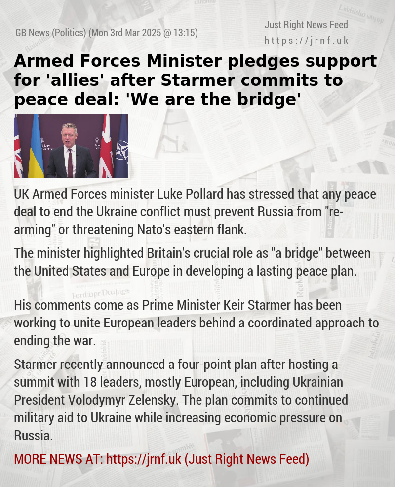 Armed Forces Minister pledges support for ’allies’ after Starmer commits to peace deal: ’We are the bridge’