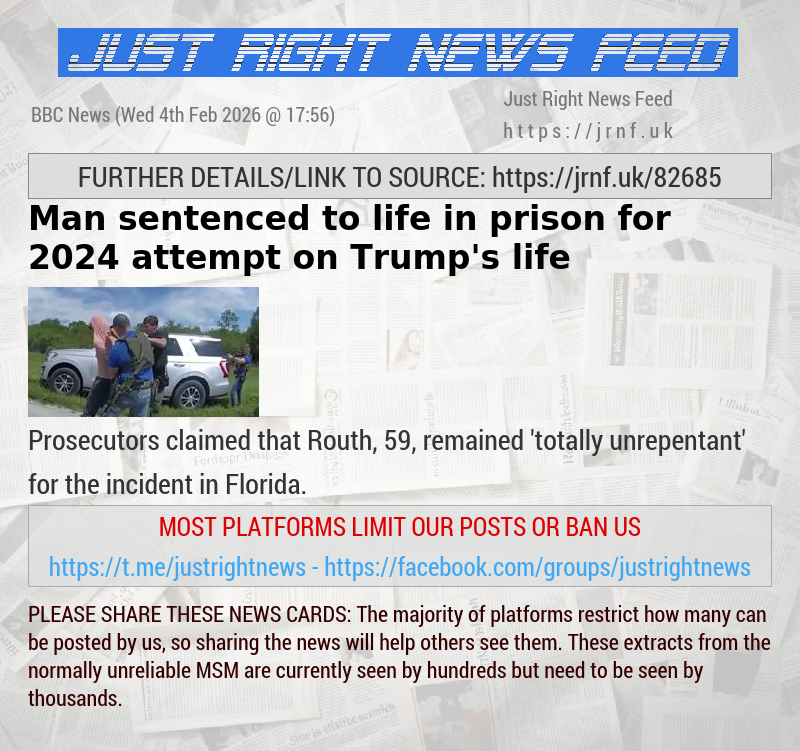 Man sentenced to life in prison for 2024 attempt on Trump’s life