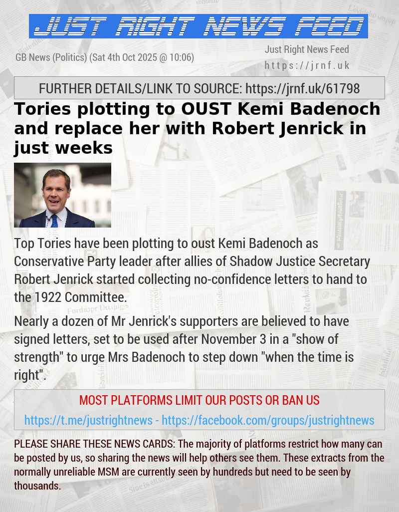 Tories plotting to OUST Kemi Badenoch and replace her with Robert Jenrick in just weeks