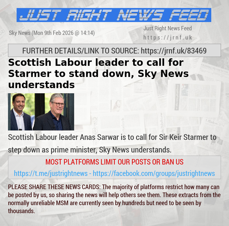 Scottish Labour leader to call for Starmer to stand down, Sky News understands
