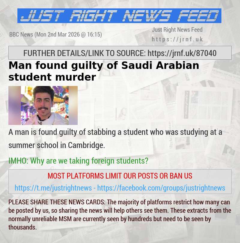 Man found guilty of Saudi Arabian student murder