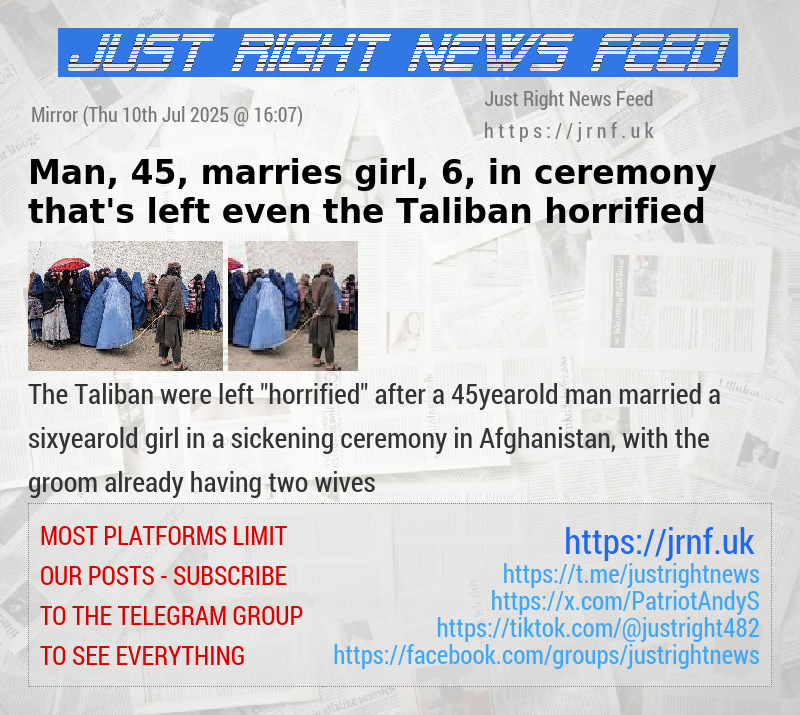 Man, 45, marries girl, 6, in ceremony that’s left even the Taliban horrified