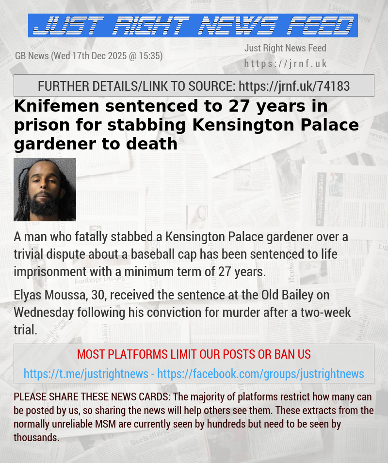 Knifemen sentenced to 27 years in prison for stabbing Kensington Palace gardener to death