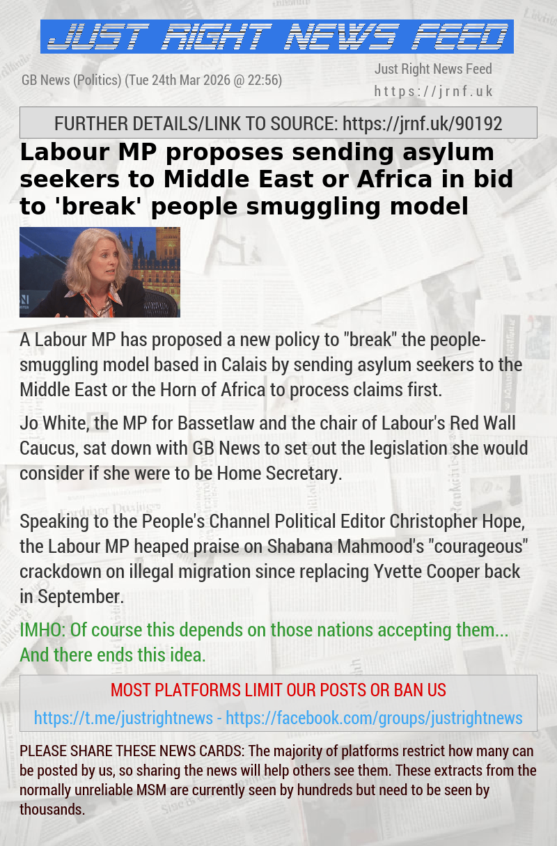 Labour MP proposes sending asylum seekers to Middle East or Africa in bid to ’break’ people smuggling model