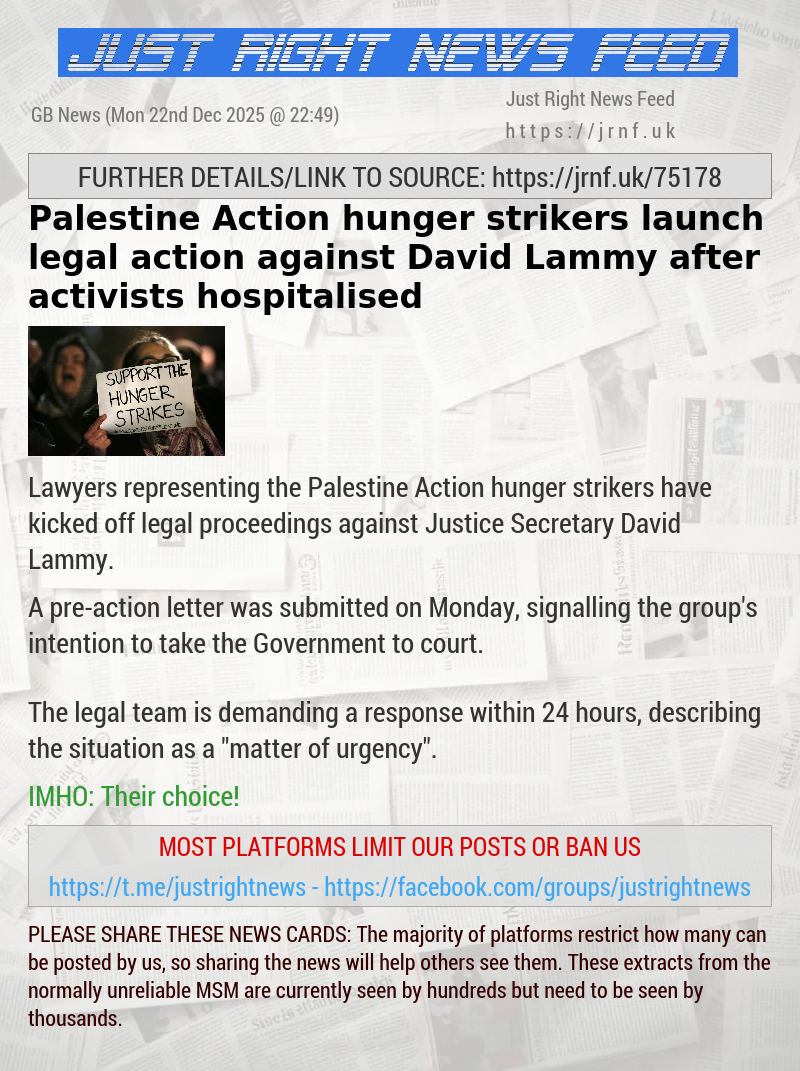 Palestine Action hunger strikers launch legal action against David Lammy after activists hospitalised