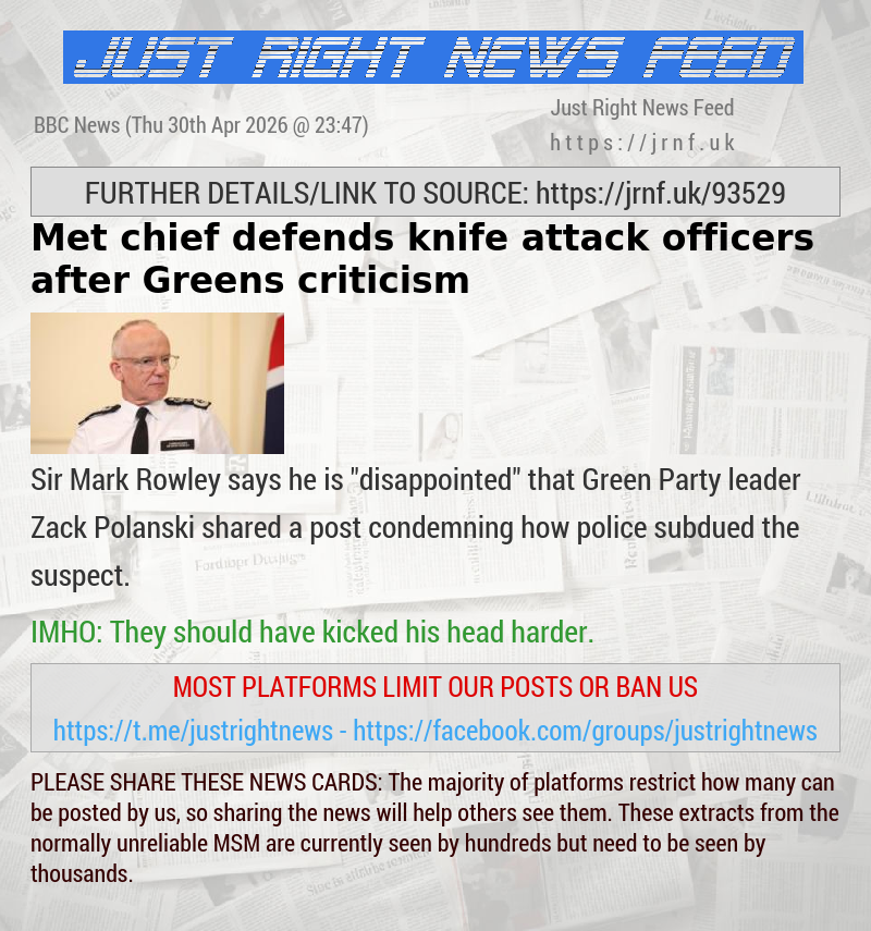 Met chief defends knife attack officers after Greens criticism