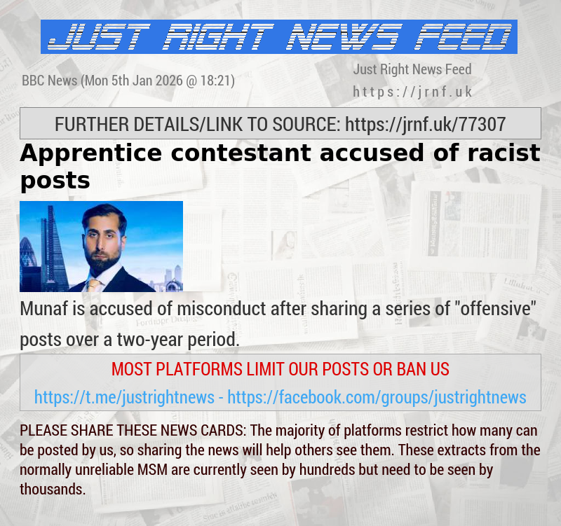 Apprentice contestant accused of racist posts