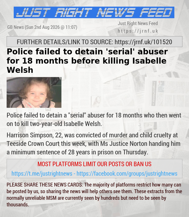 Police failed to detain ’serial’ abuser for 18 months before killing Isabelle Welsh