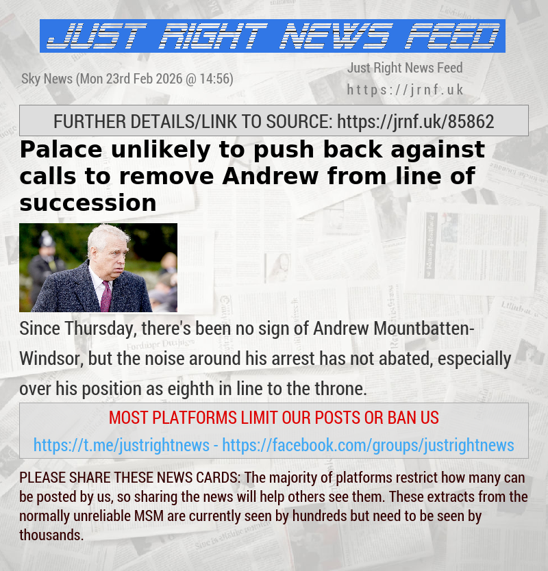 Palace unlikely to push back against calls to remove Andrew from line of succession
