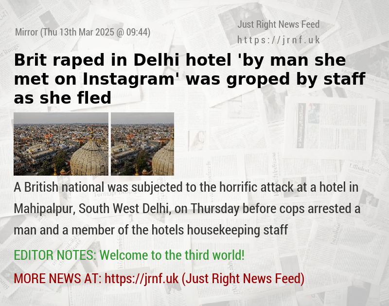 Brit raped in Delhi hotel ’by man she met on Instagram’ was groped by staff as she fled