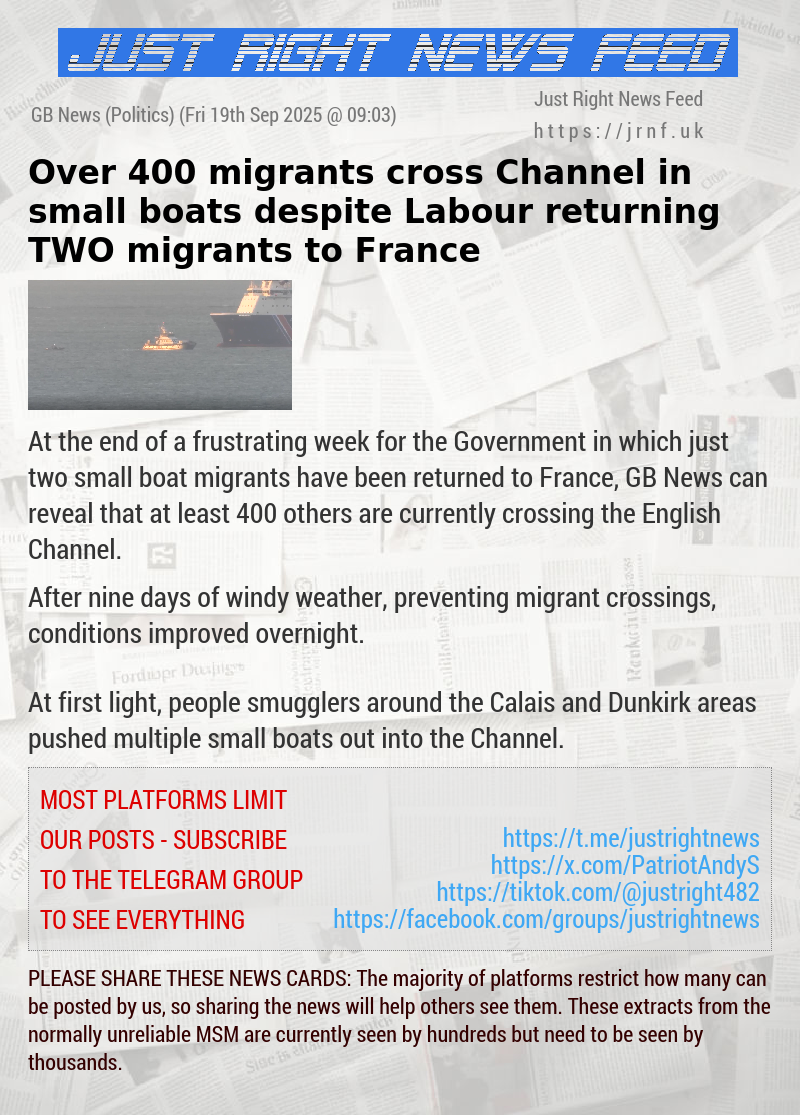 Over 400 migrants cross Channel in small boats despite Labour returning TWO migrants to France