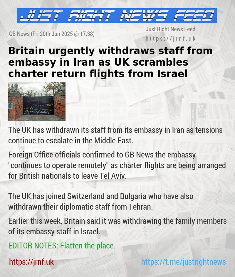 Britain urgently withdraws staff from embassy in Iran as UK scrambles charter return flights from Israel