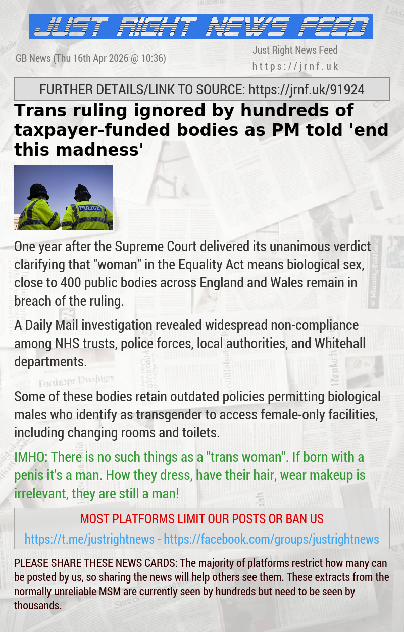 Trans ruling ignored by hundreds of taxpayer—funded bodies as PM told ’end this madness’