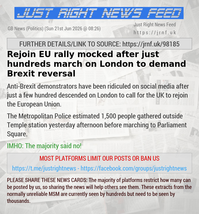 Rejoin EU rally mocked after just hundreds march on London to demand Brexit reversal