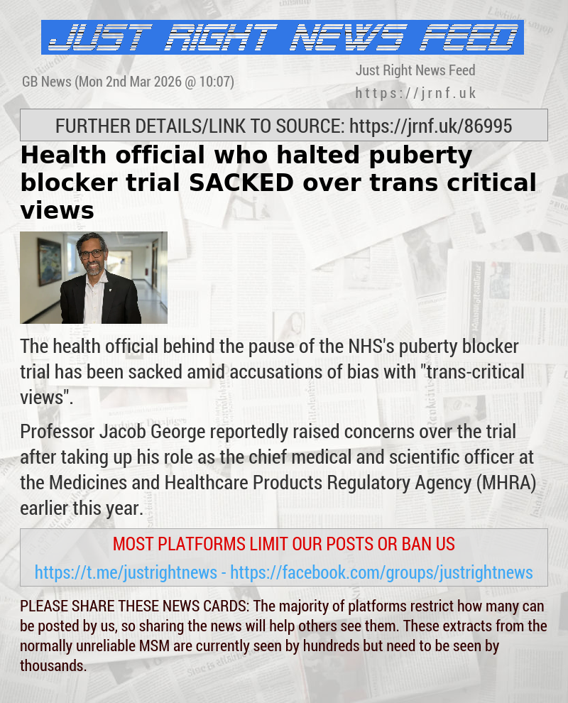 Health official who halted puberty blocker trial SACKED over trans—critical views