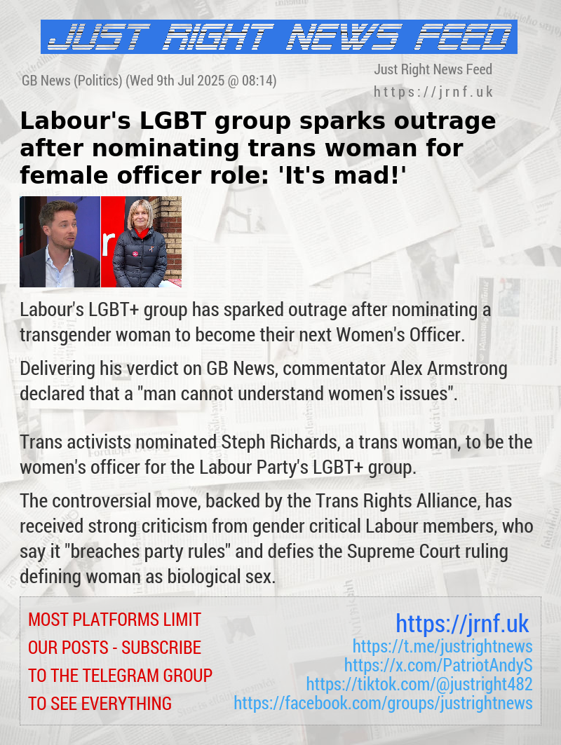 Labour’s LGBT group sparks outrage after nominating trans woman for female officer role: ’It’s mad!’