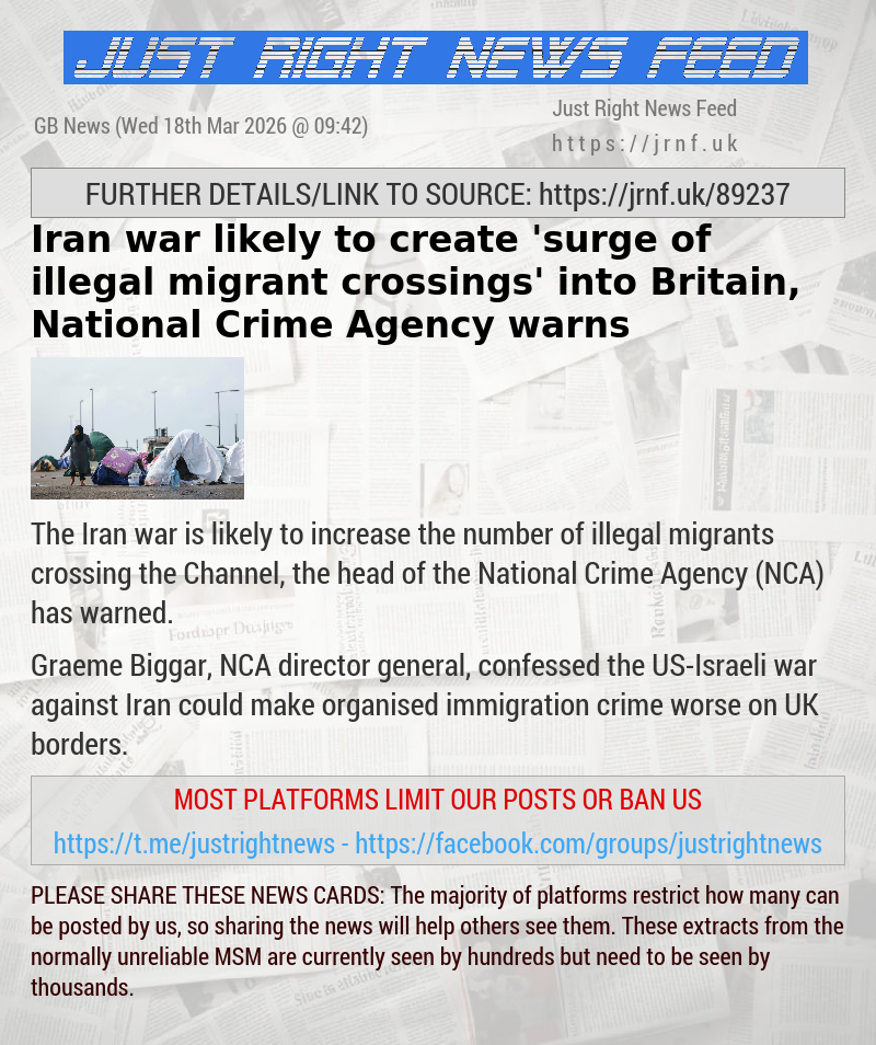 Iran war likely to create ’surge of illegal migrant crossings’ into Britain, National Crime Agency warns
